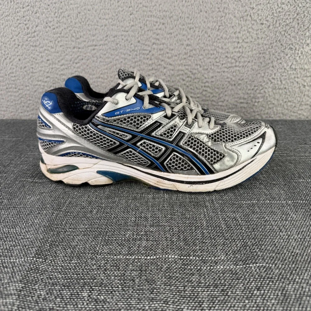 Asics GT-2140 Mens‎ 11.5 Silver Blue T904N Gel Running Shoes Dad Sneakers